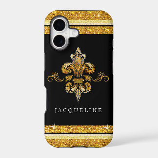 Parties scintillant Look Faux Or Noir Fleur de Lis
