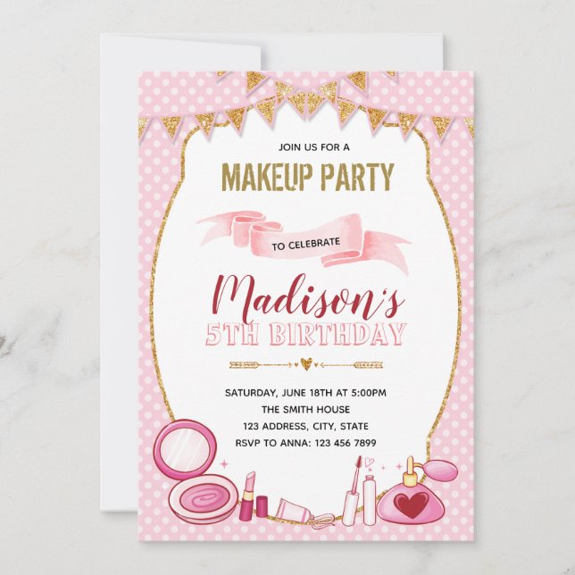 Parties scintillant maquillage invitation à la fêt (Devant)