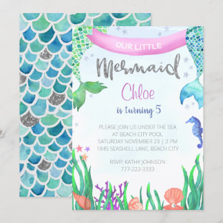 Parties scintillant Mermaid Invitation de fête d'a