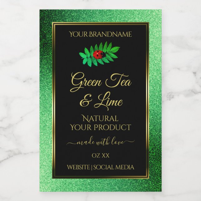 Parties scintillant métallique verte Étiquette de  (Étiquettes simples)