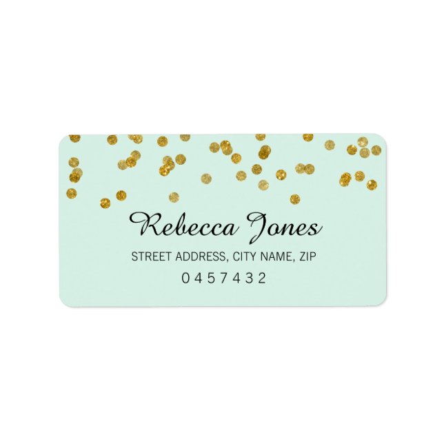 Parties scintillant Mint Gold confetti Étiquettes  (Devant)
