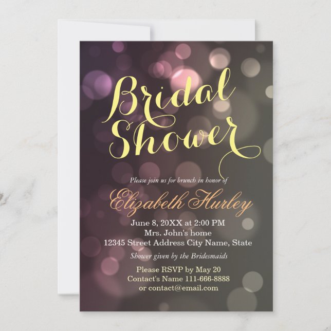 Parties scintillant moderne chic Bokeh Invitation  (Devant)