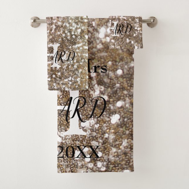 Parties scintillant moderne Gold Monogramme Nom No (En situation)