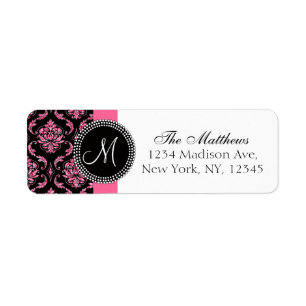 Parties scintillant noire Damask rose Monogramme i