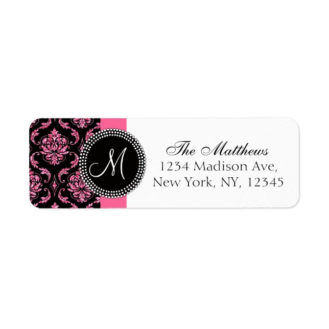 Parties scintillant noire Damask rose Monogramme i (Devant)