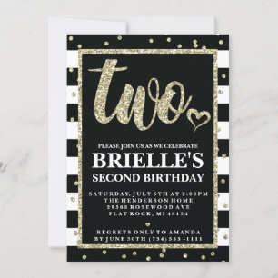 Parties scintillant Noire et Or 2e Invitation Anni