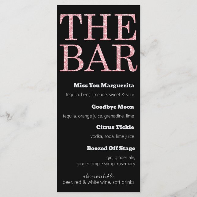 Parties scintillant noires et roses Menu pour le B (Devant)