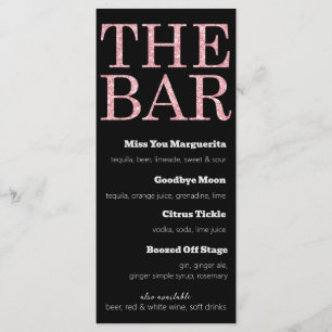 Parties scintillant noires et roses Menu pour le B