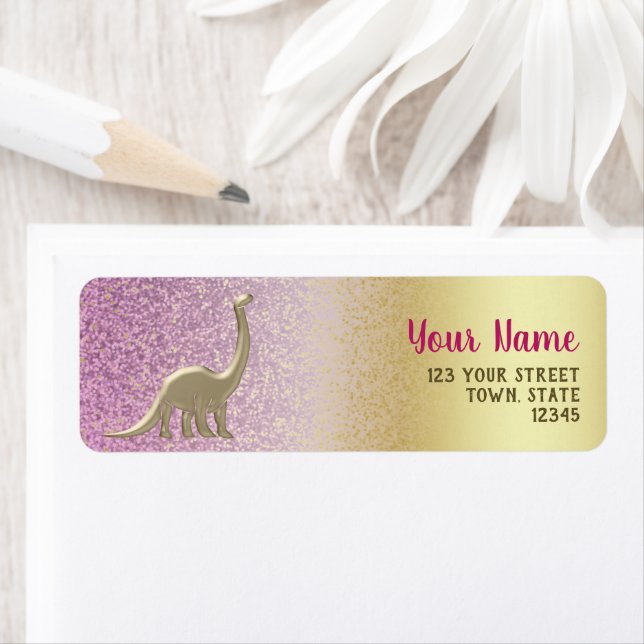 Parties scintillant Ombre Pink & Gold Dinosaur Adr (En situation)