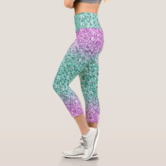 Parties scintillant Ombre rose-vert Capri Leggings