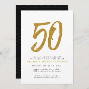 Parties scintillant or 50e anniversaire invitation