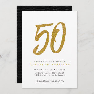 Parties scintillant or 50e anniversaire invitation