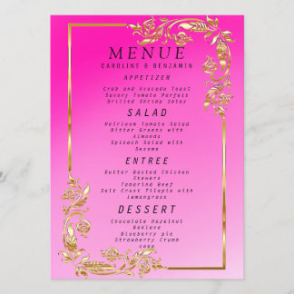 Parties scintillant or classique et rose - Menu
