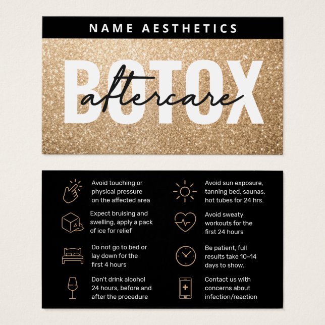 Parties scintillant Or de luxe Dermal Filler carte (Devant & derrière)