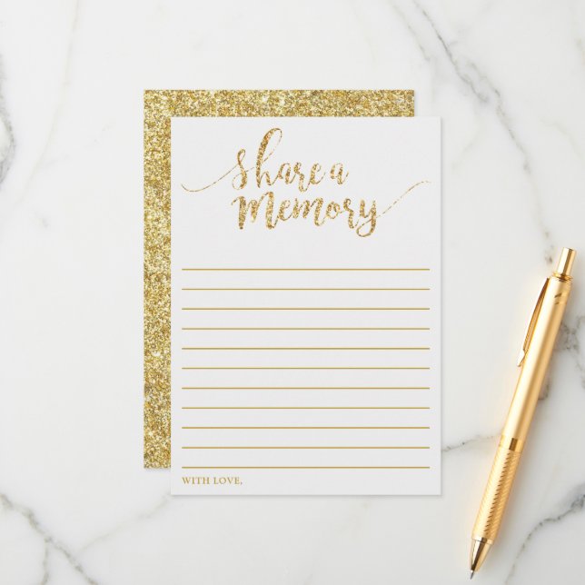 Parties scintillant Or Élégante Partager Une Carte (Devant/Arrière en situation)