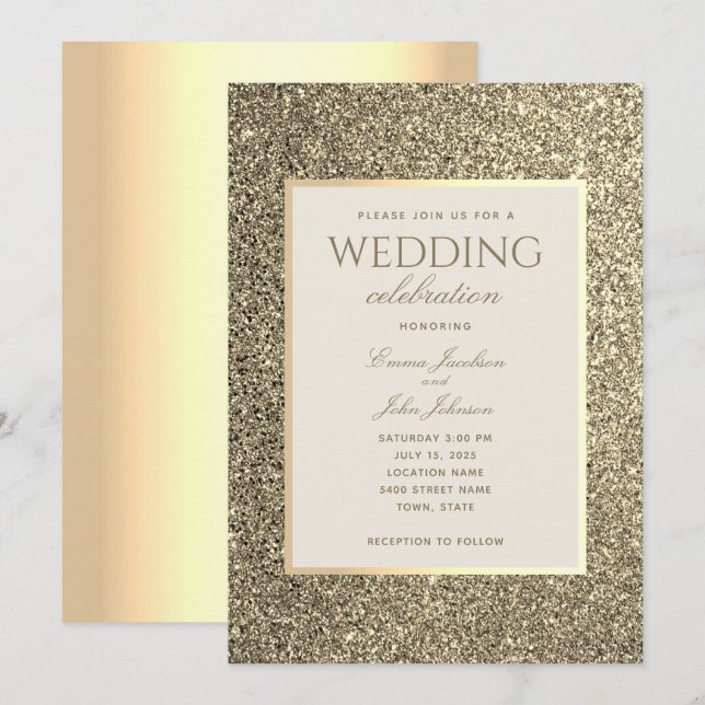 Parties scintillant Or Et Faire-part de mariage D' (Devant / Derrière)
