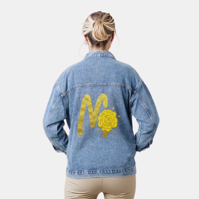 Parties scintillant Or Jaune Floral Monogramme M F (Modèle)