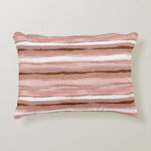 Parties scintillant or rayé rose Accent Coussin
