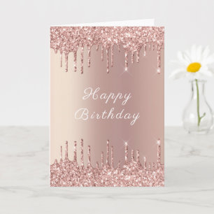 Parties scintillant or rose Anniversaire Carte Éc
