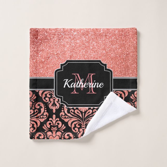 Parties scintillant or rose Damask (Gant de toilette)