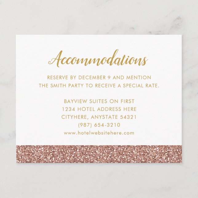 Parties scintillant or rose & Gold Invitation Cart (Devant)
