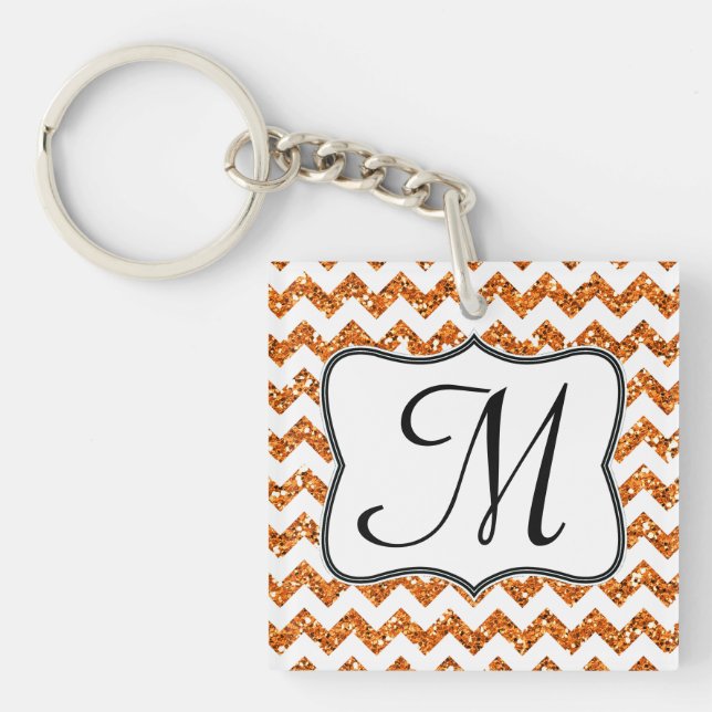 Parties scintillant orange moderne Chevron Zig Zag (Devant)