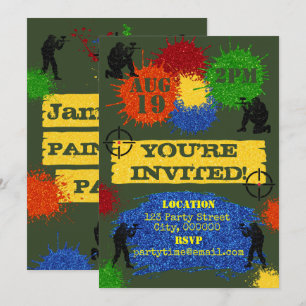 Parties scintillant Paintball Party Invitation