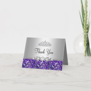 Parties scintillant pourpre et Carte de remercieme