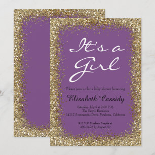 Parties scintillant Purple & Gold Invitation à la