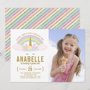 Parties scintillant Rainbow Invitation d'anniversa