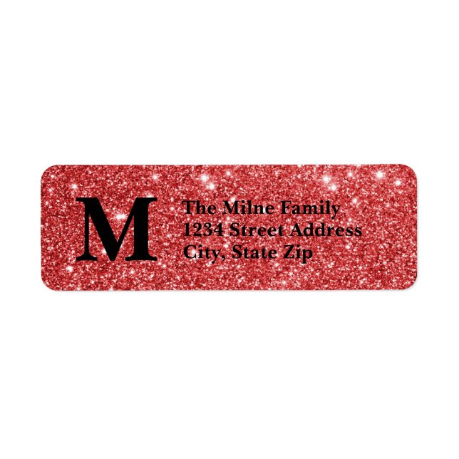 Parties scintillant Red Faux Monogramme - Étiquett (Devant)