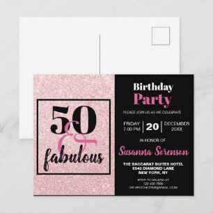Parties scintillant rose 50 & Fabuleux Invitation