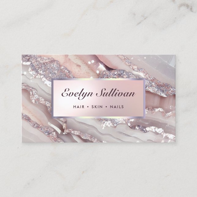 Parties scintillant rose argent carte de visite (Devant)