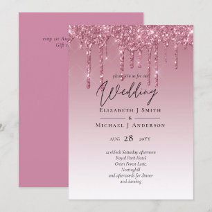 PARTIES SCINTILLANT rose BUDGET Invitations de mar