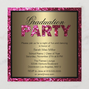 Parties scintillant rose chaud Invitation de la fê