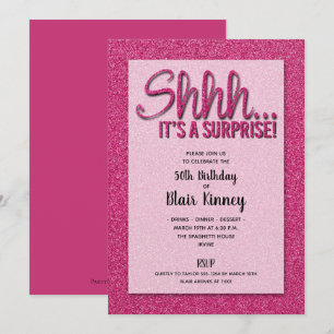 Parties scintillant rose chaud SURPRISE Invitation