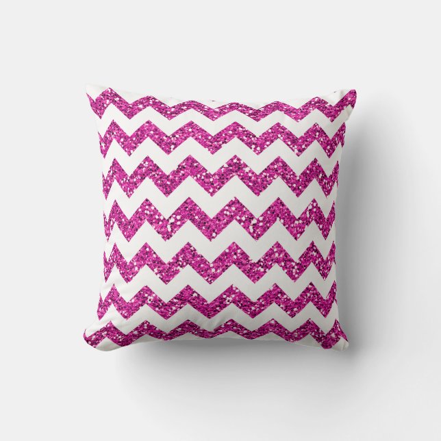 Parties scintillant rose Chevron Zig Throw Coussin (Recto)