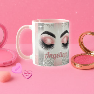 Parties scintillant rose cils Leopard Mug