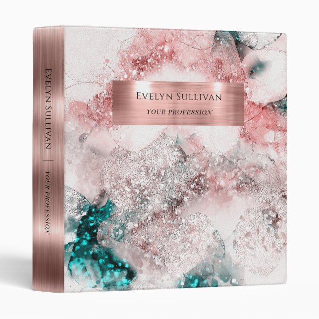 Parties scintillant Rose d'aquarelle or Classeur d (Devant/Côté)