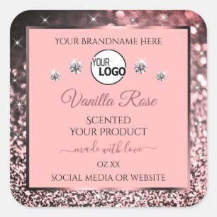 Parties scintillant rose de luxe Étiquettes Logo D