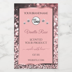 Parties scintillant rose de luxe Étiquettes Logo D
