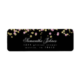 Parties scintillant rose et adresse de retour or