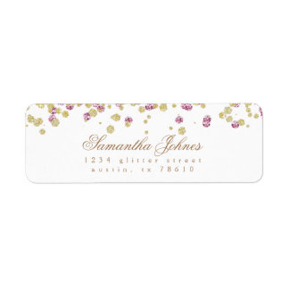 Parties scintillant rose et adresse de retour or