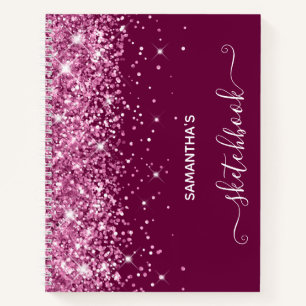 Parties scintillant rose et livre de croquis pour 