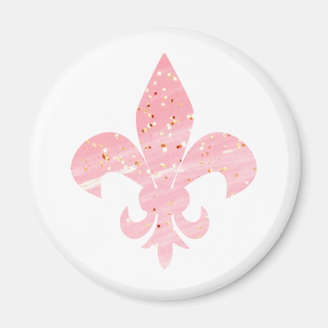 Parties scintillant rose et or Fleur de Lis Magnet (Devant)