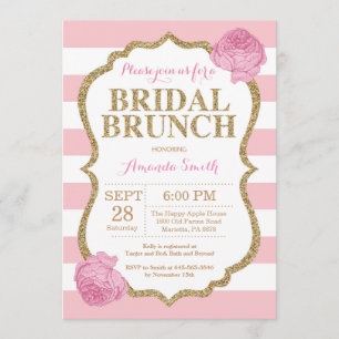Parties scintillant rose et or Invitation de Brunc