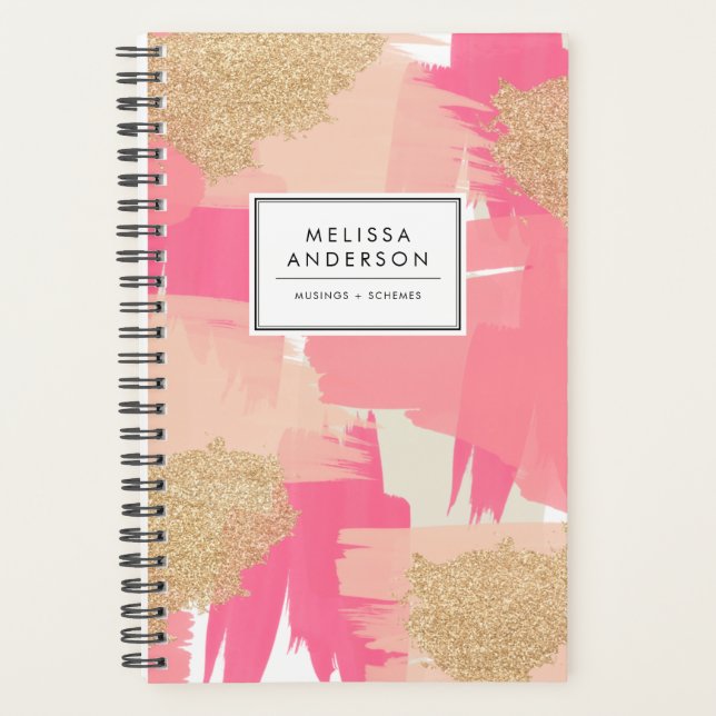Parties scintillant rose et or moderne Motif Abstr (Devant)