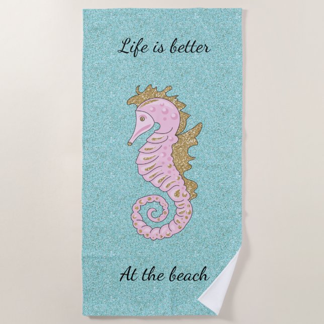 Parties scintillant rose et or Serviette de plage  (Devant)