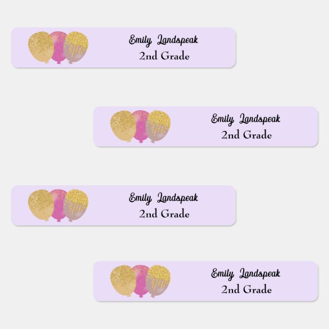 Parties scintillant rose fer ballons Étiquettes (Groupe)