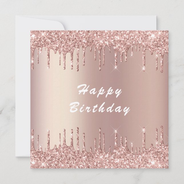 Parties scintillant rose Gold Blush joyeuse carte  (Devant)